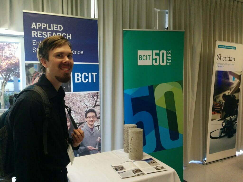 BCIT's entrant Joel Hooge, with his low cost concrete testing technique.
