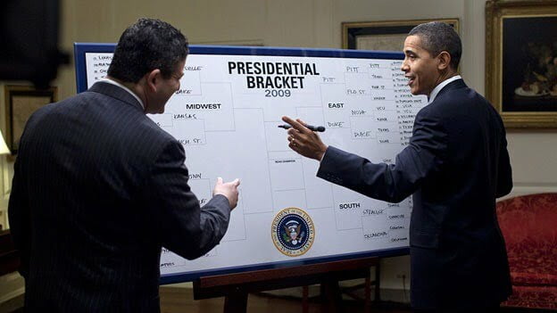 March Madness is so awesome, even the President fills out a bracket. (He's wrong just as often as everyone else)