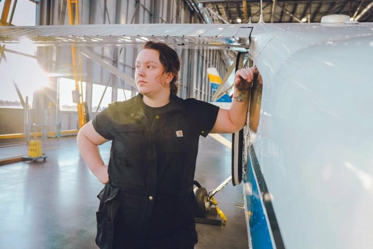 Woman in plane