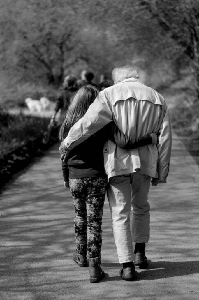 jana-sabeth-b & w Arm in arm walking