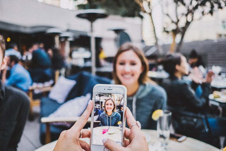 Taking a photo on a phone