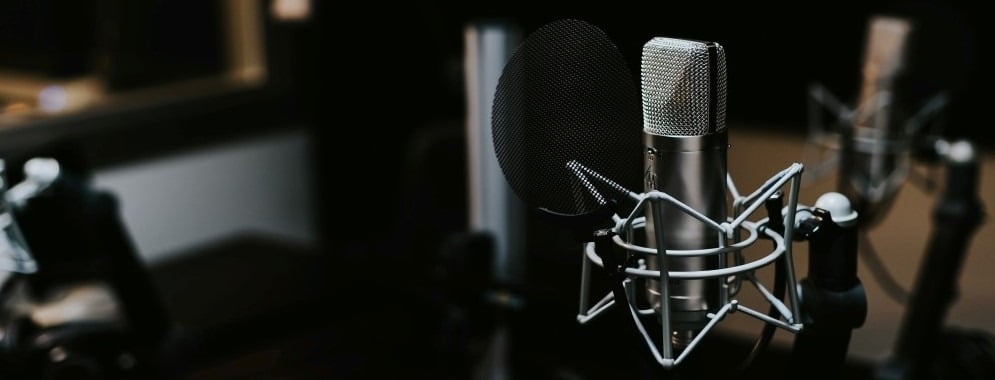 A microphone in a studio