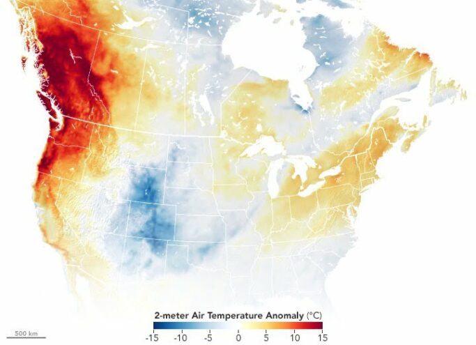 Temperature change in Canada