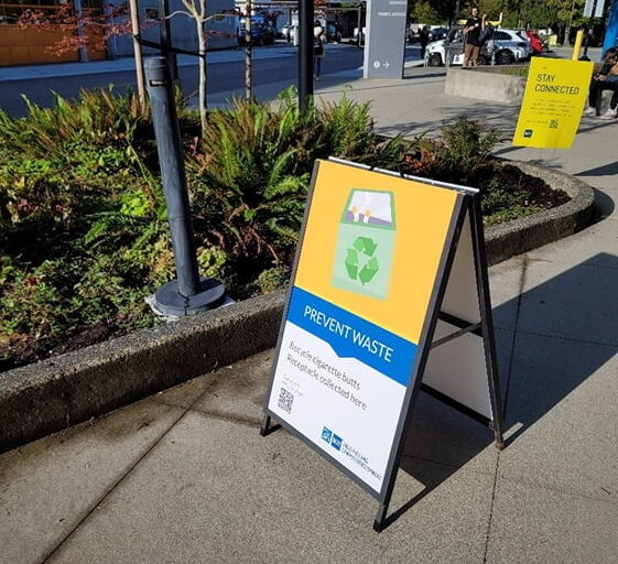 A prevent waste sign at BCIT