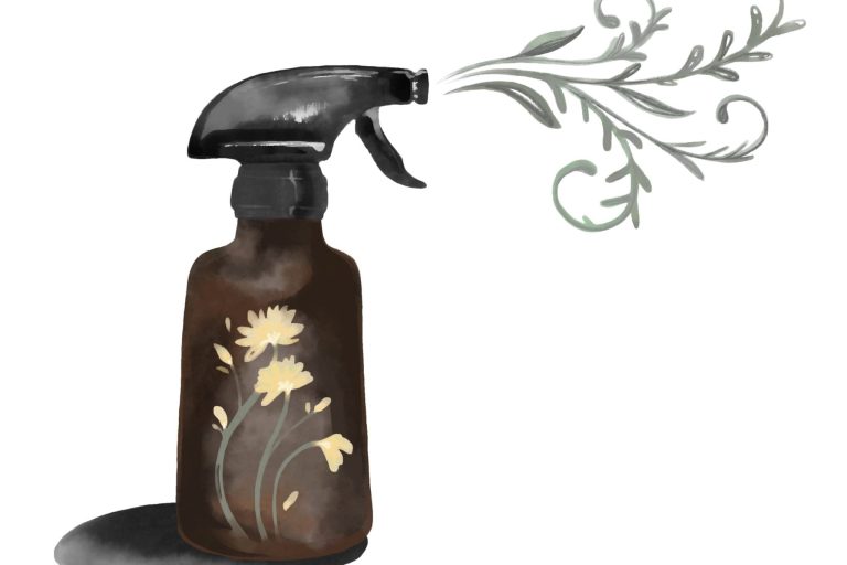 A spray bottle spraying vines
