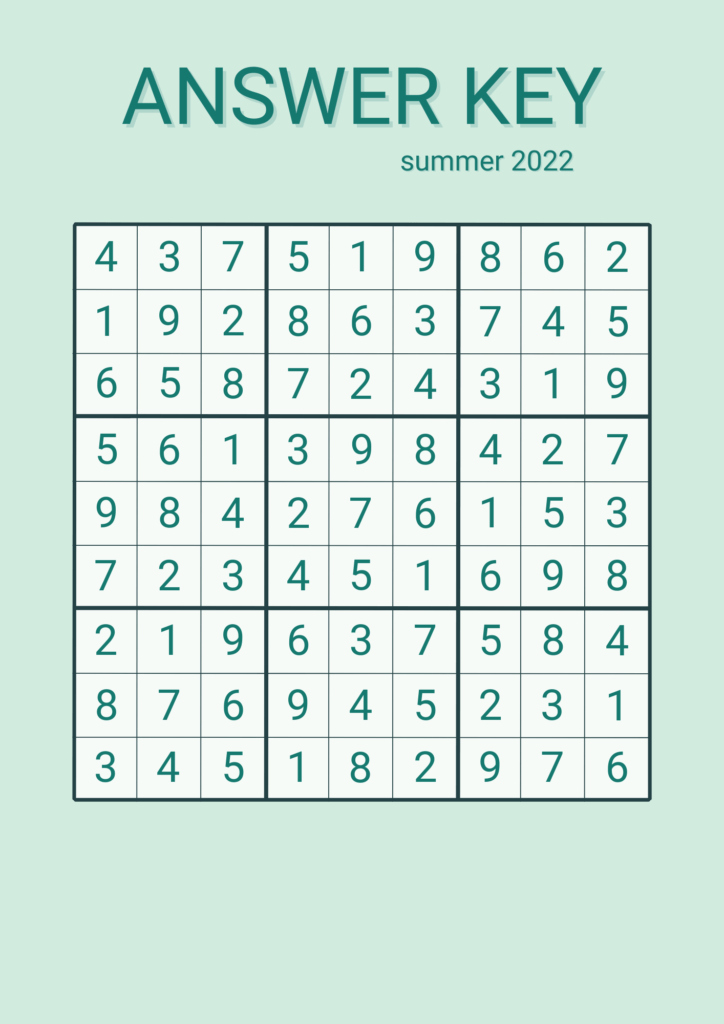 Summer sudoku solution