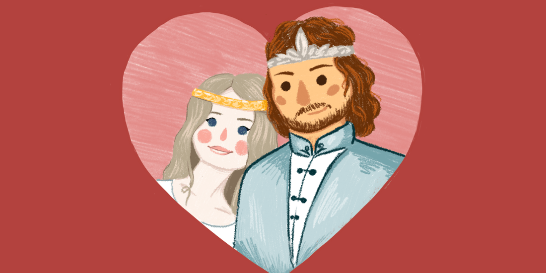 Drawing of Lord of the rings characters in a heart