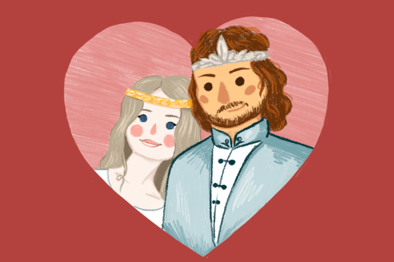 Drawing of Lord of the rings characters in a heart