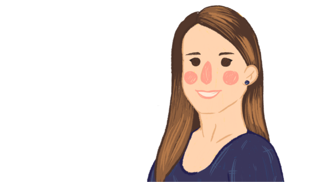 Drawing of lady with brown hair