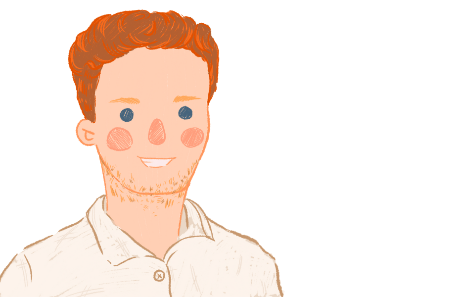 drawn picture of a red head man